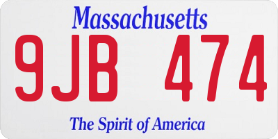 MA license plate 9JB474