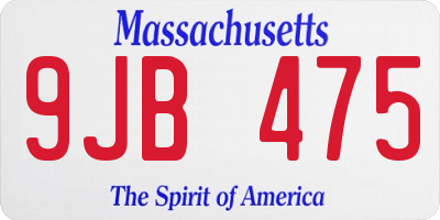 MA license plate 9JB475
