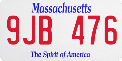 MA license plate 9JB476