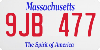 MA license plate 9JB477