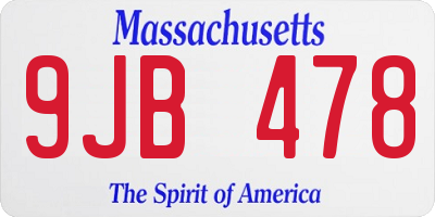 MA license plate 9JB478