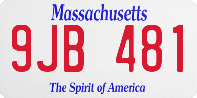 MA license plate 9JB481