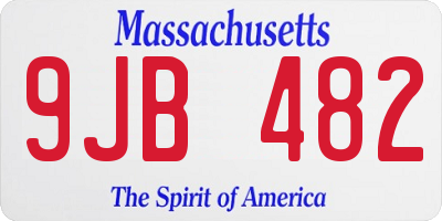 MA license plate 9JB482