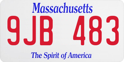 MA license plate 9JB483