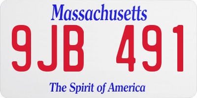 MA license plate 9JB491