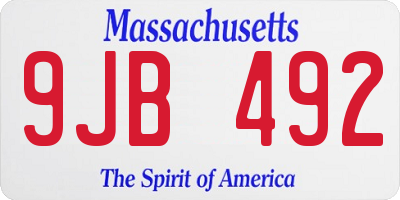 MA license plate 9JB492