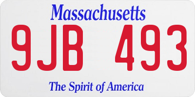 MA license plate 9JB493