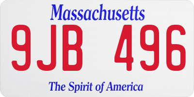 MA license plate 9JB496