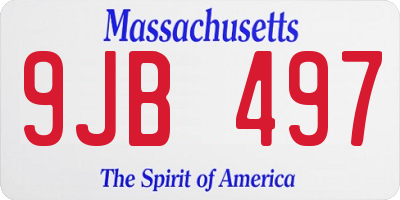 MA license plate 9JB497