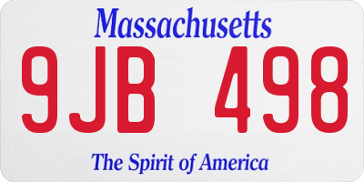 MA license plate 9JB498