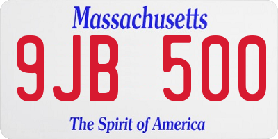 MA license plate 9JB500