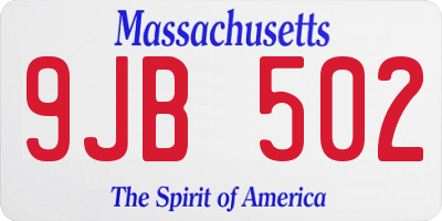 MA license plate 9JB502