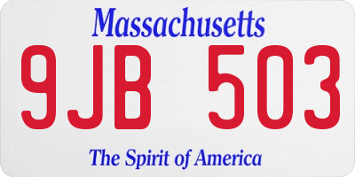 MA license plate 9JB503