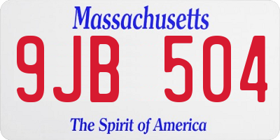 MA license plate 9JB504