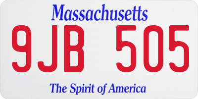 MA license plate 9JB505