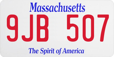 MA license plate 9JB507