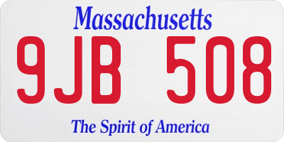 MA license plate 9JB508