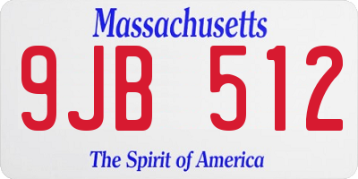 MA license plate 9JB512
