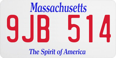 MA license plate 9JB514