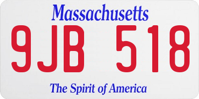 MA license plate 9JB518