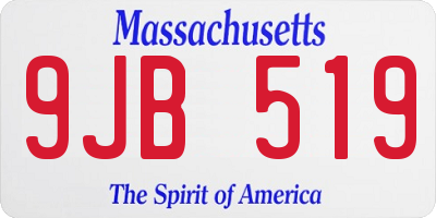 MA license plate 9JB519