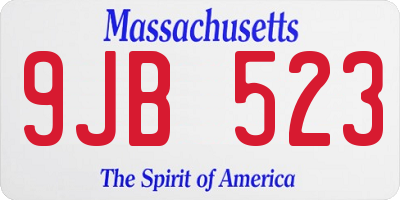 MA license plate 9JB523
