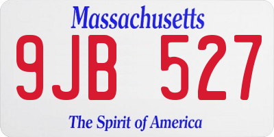 MA license plate 9JB527