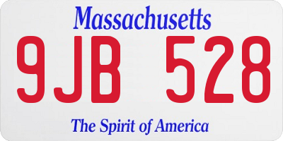 MA license plate 9JB528