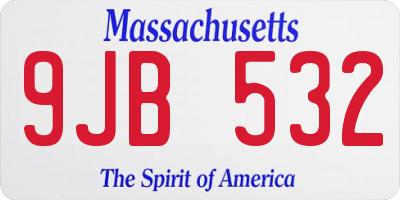 MA license plate 9JB532