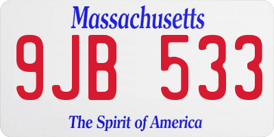 MA license plate 9JB533