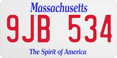 MA license plate 9JB534