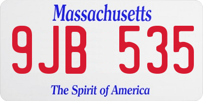 MA license plate 9JB535