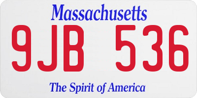 MA license plate 9JB536
