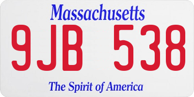 MA license plate 9JB538