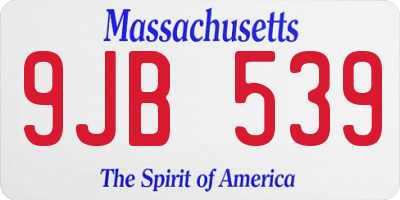 MA license plate 9JB539