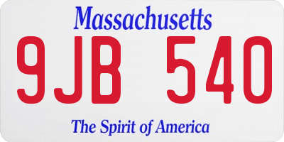MA license plate 9JB540