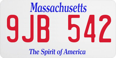 MA license plate 9JB542