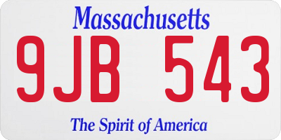 MA license plate 9JB543