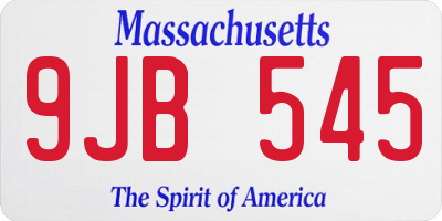MA license plate 9JB545