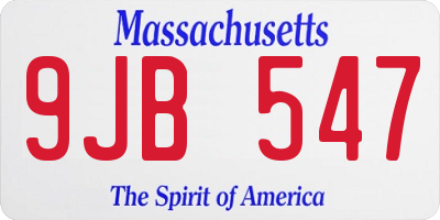 MA license plate 9JB547