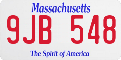 MA license plate 9JB548