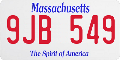 MA license plate 9JB549