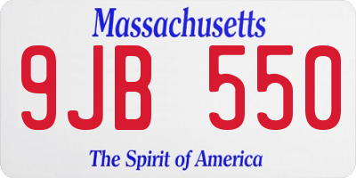 MA license plate 9JB550