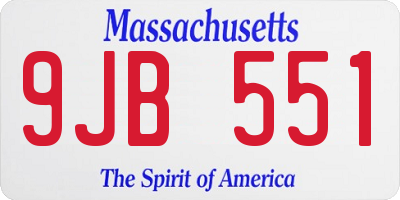 MA license plate 9JB551