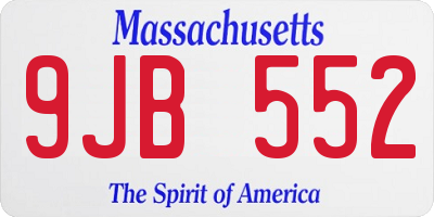 MA license plate 9JB552