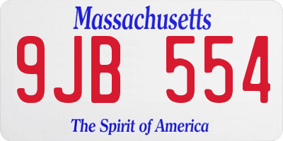 MA license plate 9JB554