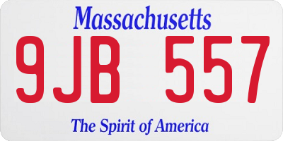 MA license plate 9JB557