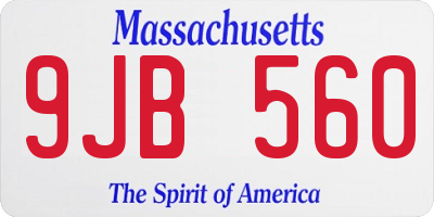 MA license plate 9JB560