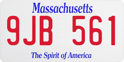 MA license plate 9JB561
