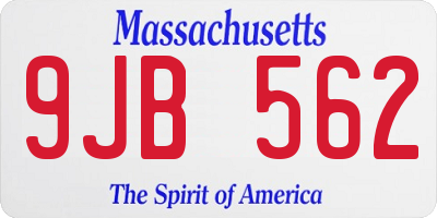 MA license plate 9JB562